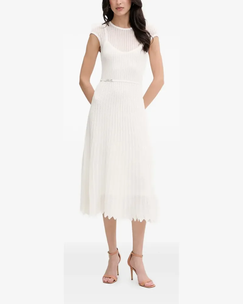Karl Lagerfeld pointelle-knit belted midi dress - Weiß Weiß