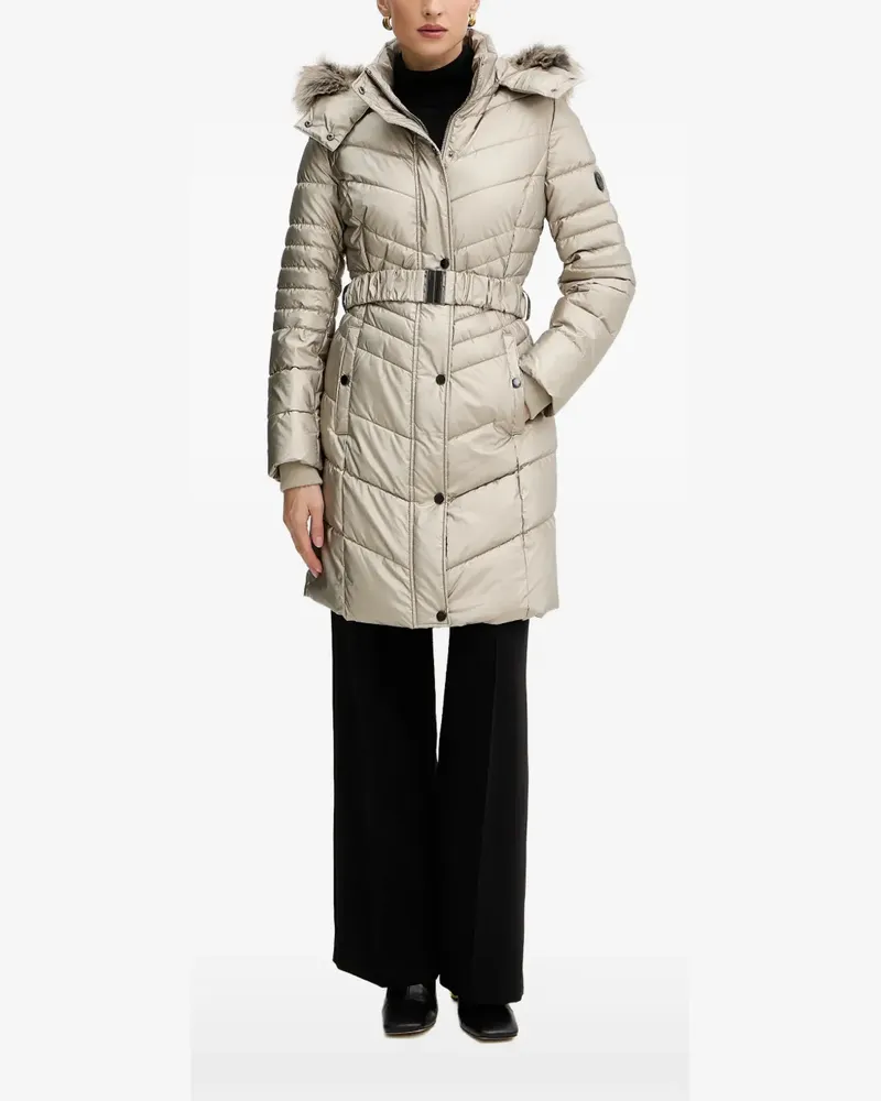 Morgan quilted faux-fur-trim jacket - Nude Nude