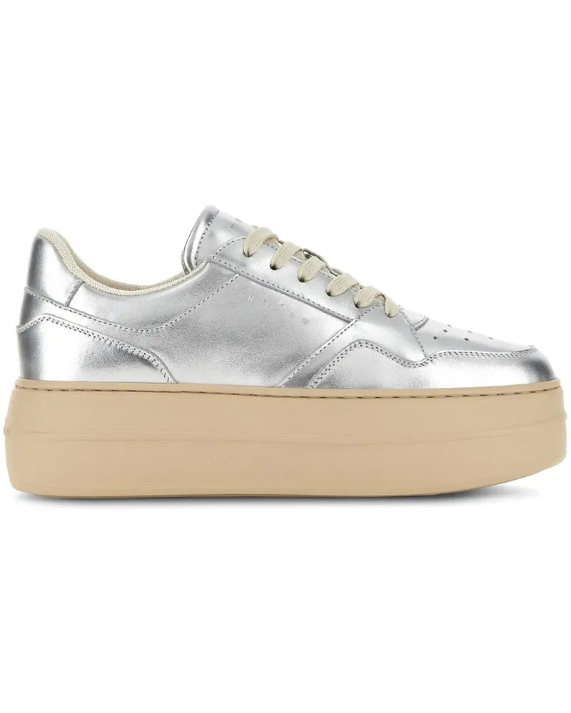 Hogan Flatform-Sneakers im Metallic-Look - Silber Silber