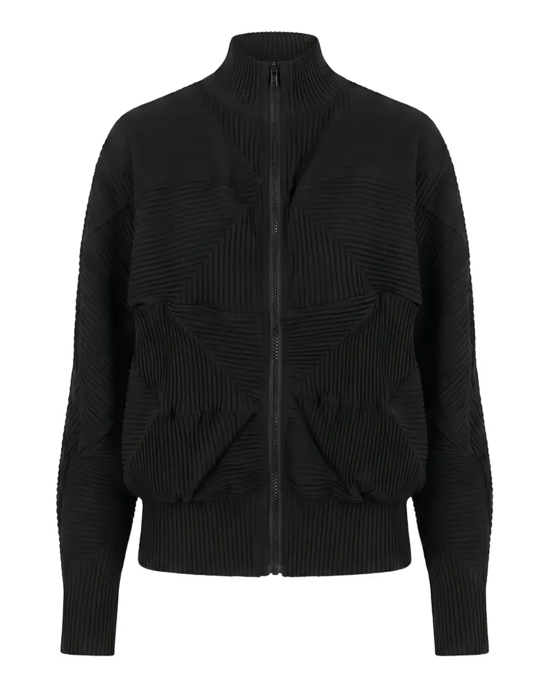MEIMEIJ pleated-texture zip-up sweatshirt - Schwarz Schwarz