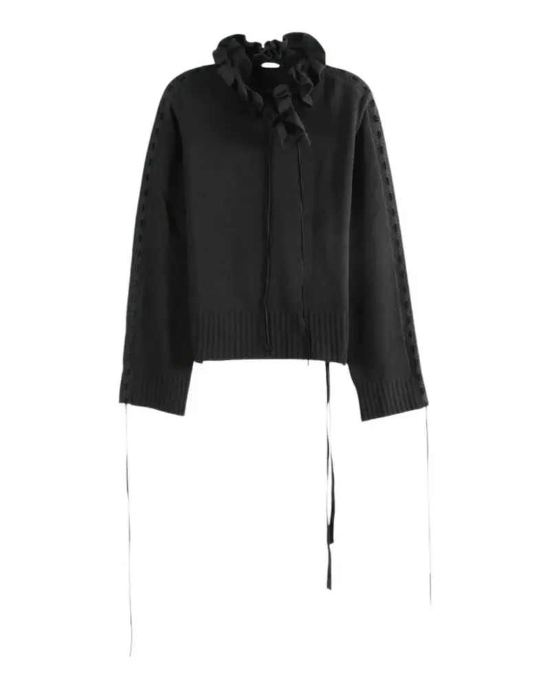 Ann Demeulemeester ruffled lace-up sweater - Schwarz Schwarz