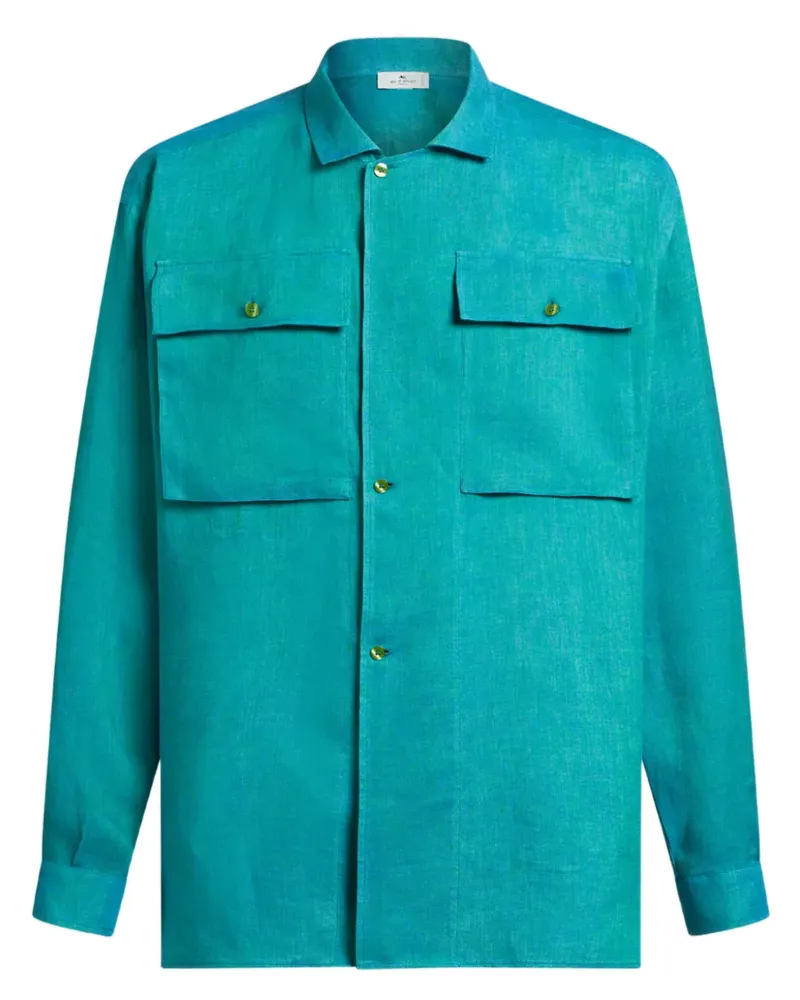 Etro Hemd aus Leinen - Blau Blau
