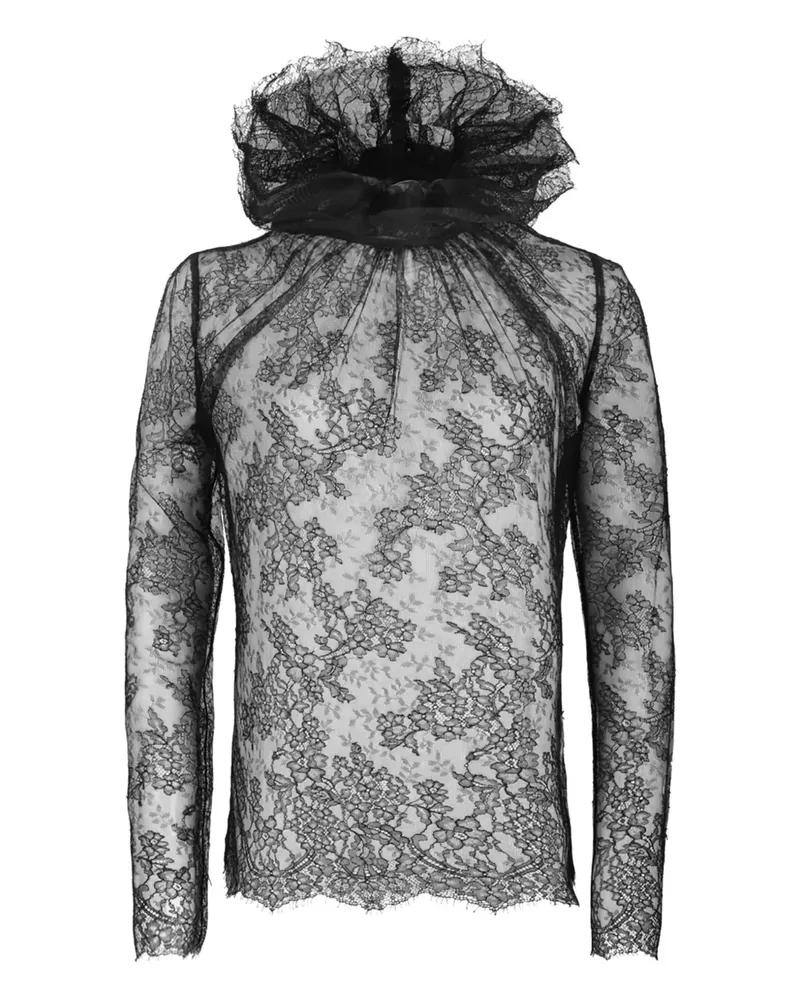 Alexander McQueen Bluse mit Rüschenkragen - Schwarz Schwarz