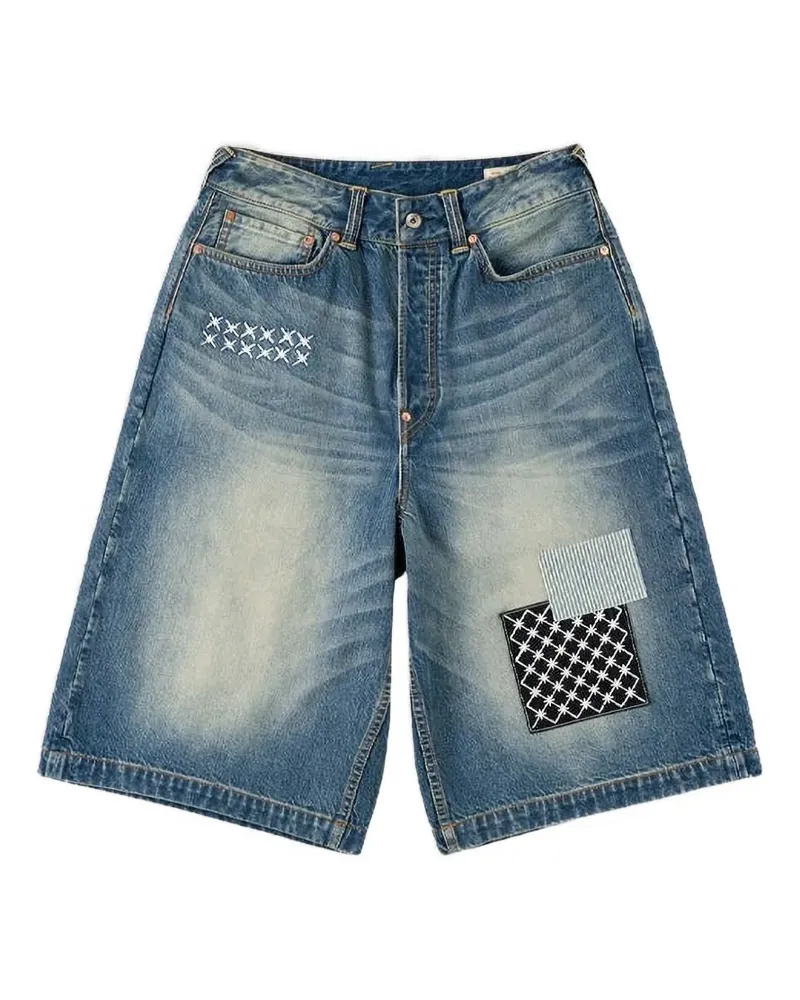 Evisu sashiko-patch denim shorts - Blau Blau