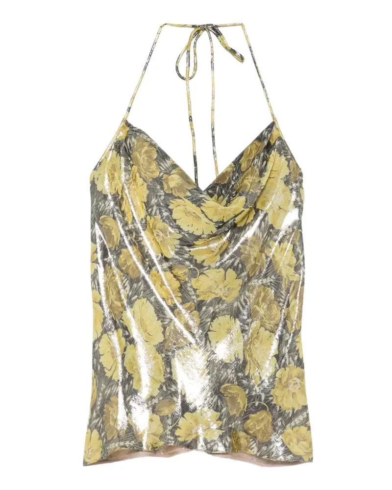 Valentino Garavani floral-print cowl-neck blouse - Gelb Gelb
