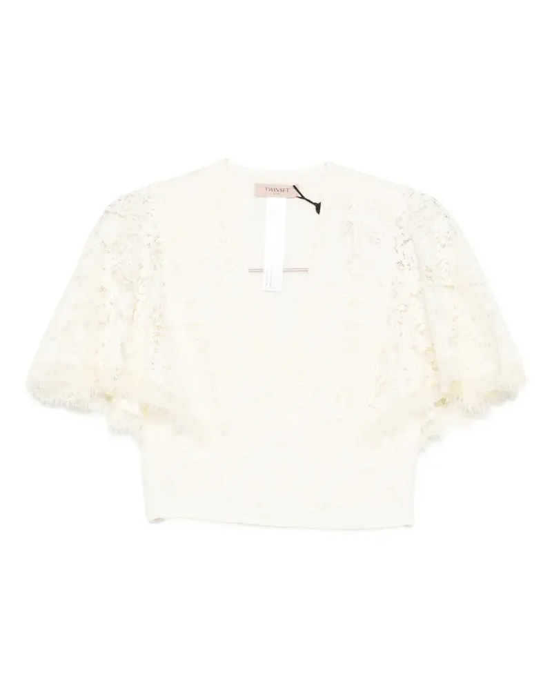 Twin-Set lace flared-sleeves blouse - Nude Nude