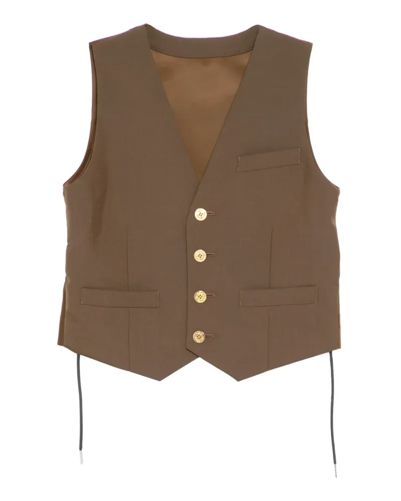 Sacai Geknöpfte Weste mit Taschen - Braun Braun