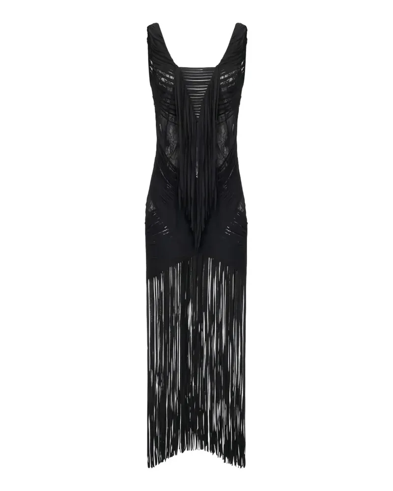 Elisabetta Franchi fringed midi dress - Schwarz Schwarz