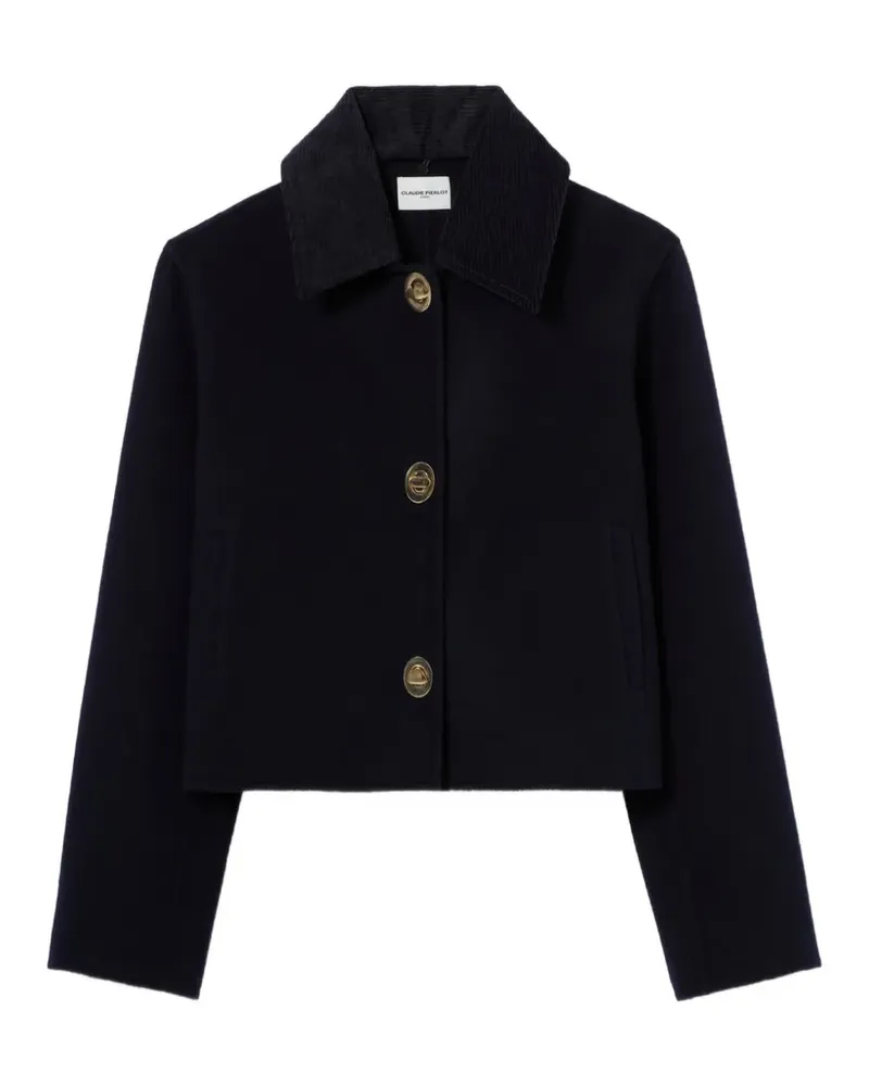 Claudie Pierlot corduroy-collar cropped jacket - Blau Blau