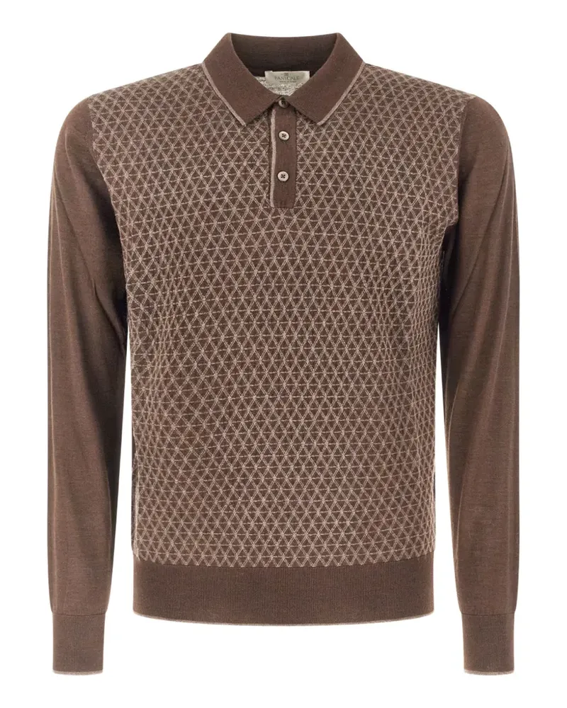 PANICALE Cashmere geometric-pattern polo shirt - Braun Braun