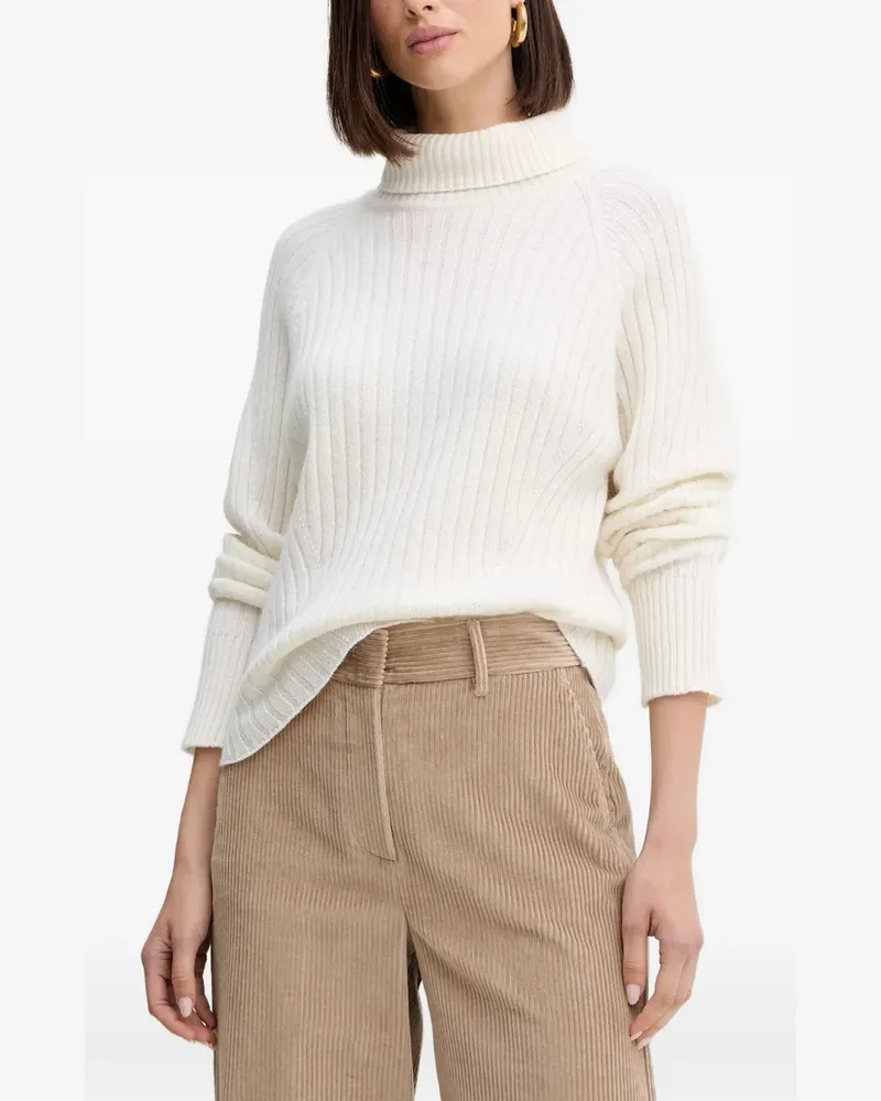 Simona Corsellini Gerippter Rollkragenpullover - Weiß Weiß