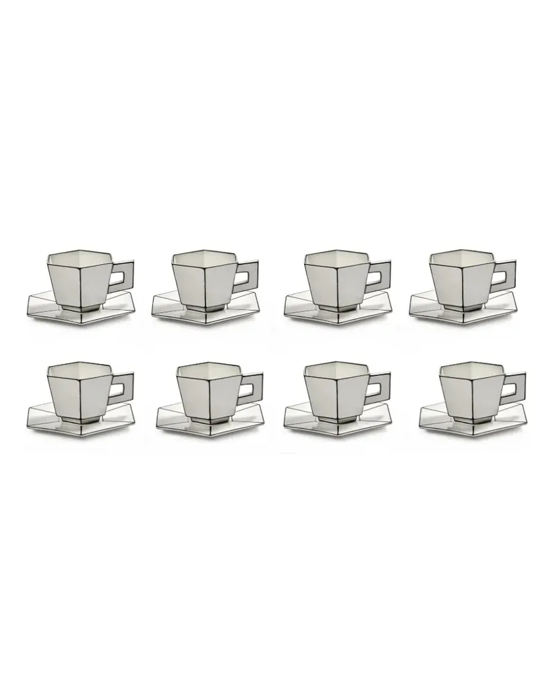 Serax Kaffeetassen mit geometrischem Gestell (2er-Set) - Weiß Weiß