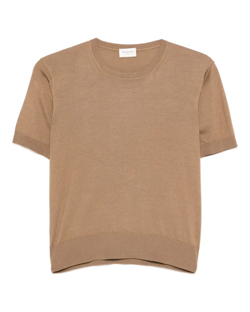 Saint Laurent T-Shirt mit Rundhalsausschnitt - Braun Braun