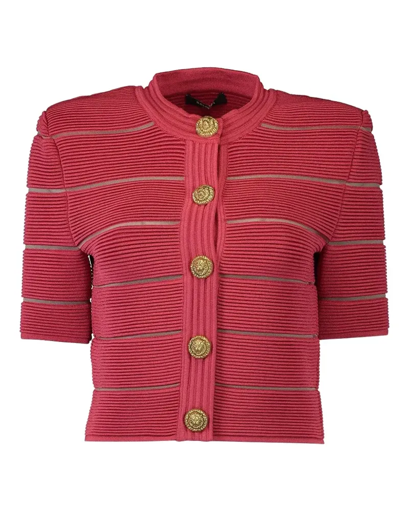 Balmain stripe short sleeve cardigan - Rosa Rosa