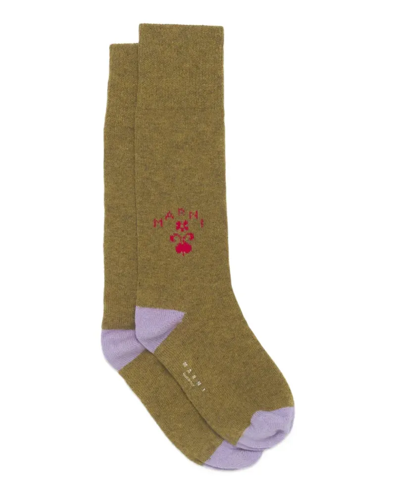 Marni logo-knit rib-trimmed socks - Grün Grün