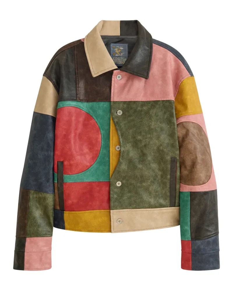 KidSuper patchwork leather jacket - Blau Blau