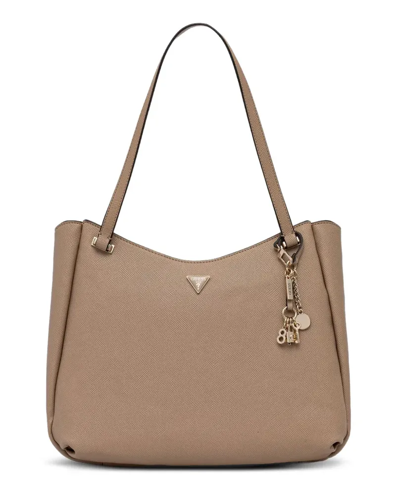Guess Tote Bag in Saffiano-Optik mit Logo-Schild - Nude Nude