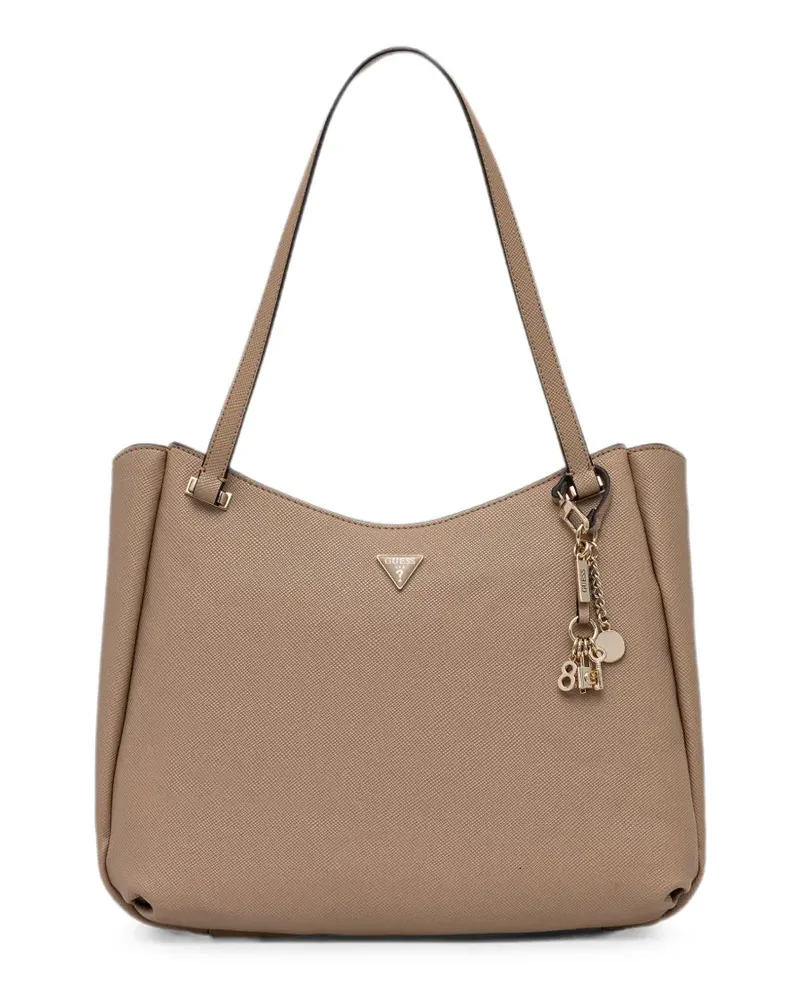 Guess Gilda logo-plaque saffiano-effect tote bag - Nude Nude