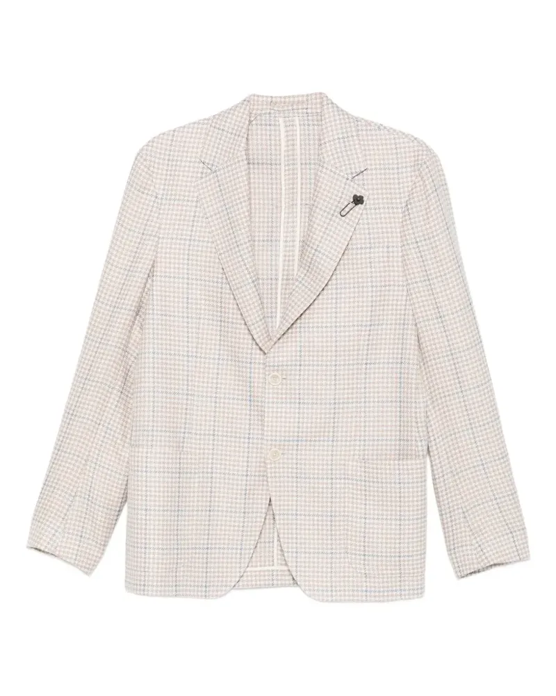 LARDINI single-breasted checked blazer - Nude Nude