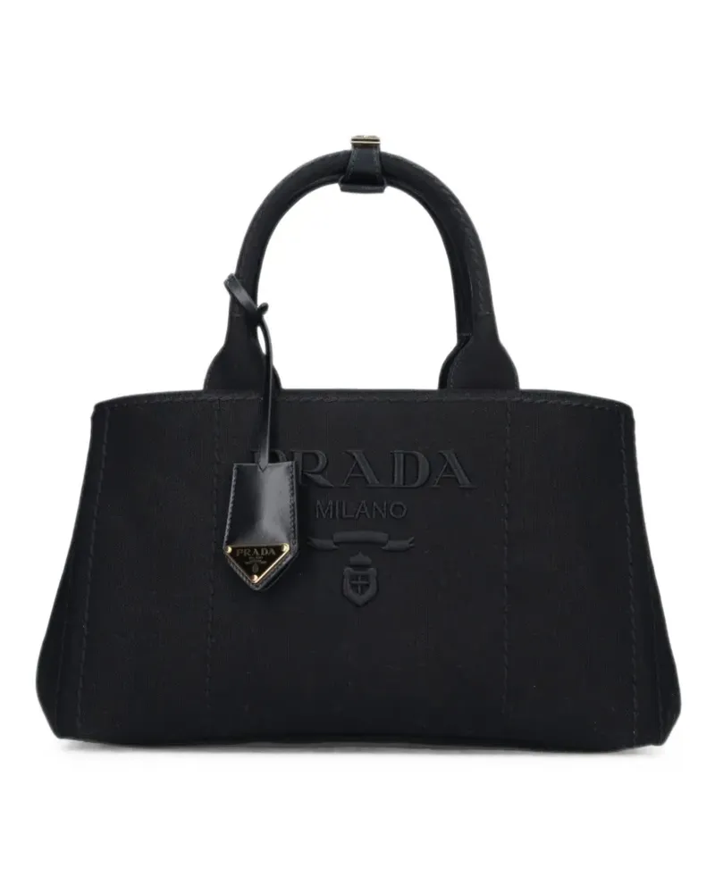 Prada logo-embroidered canvas tote bag - Schwarz Schwarz