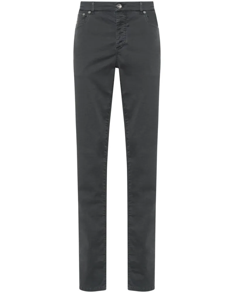 Brunello Cucinelli Straight-Leg-Hose mit Logo-Stickerei - Grau Grau