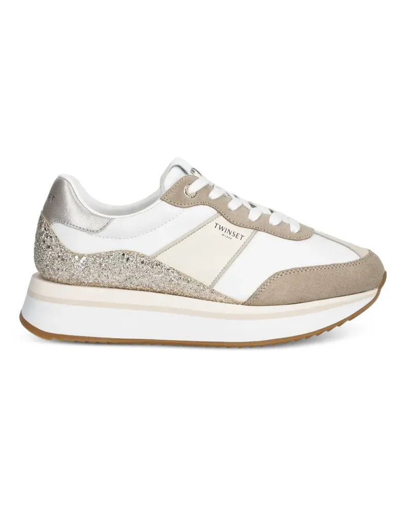 Twin-Set Plateau-Sneakers mit Glitter - Weiß Weiß