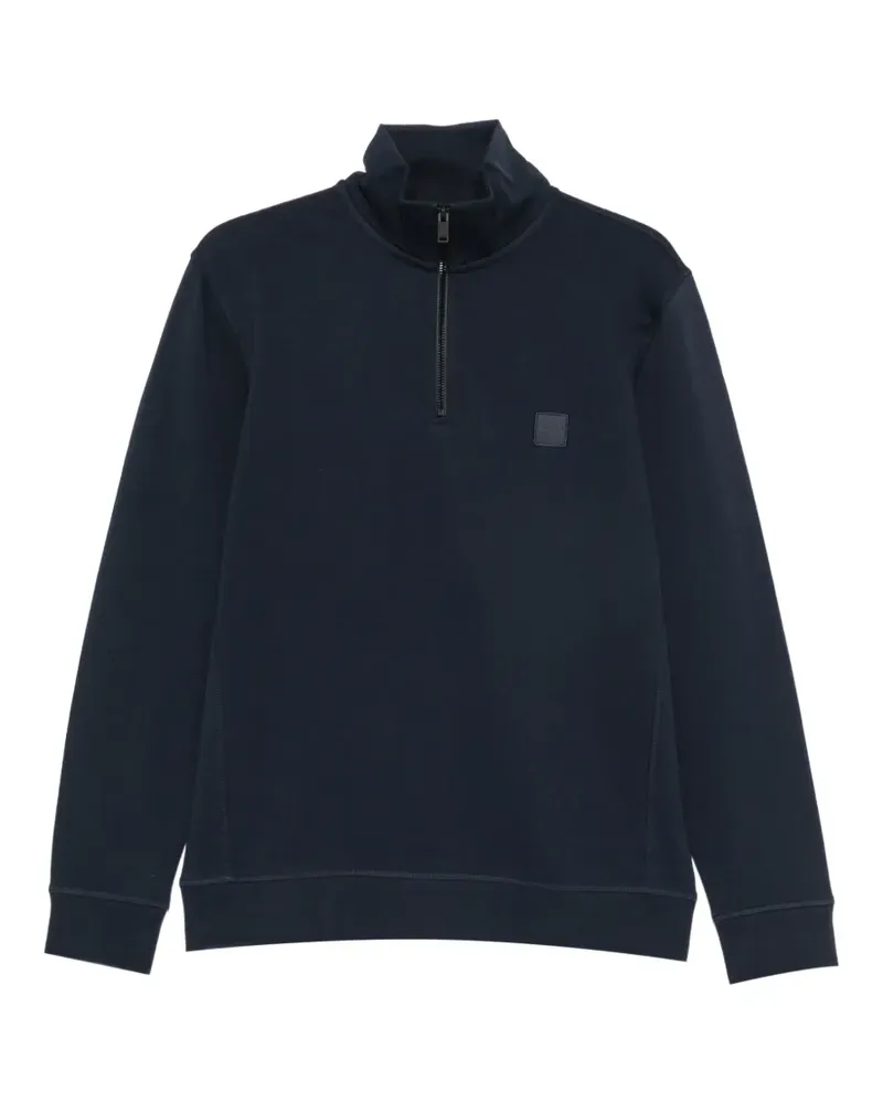 HUGO BOSS Sweatshirtjacke mit Logo-Patch - Blau Blau