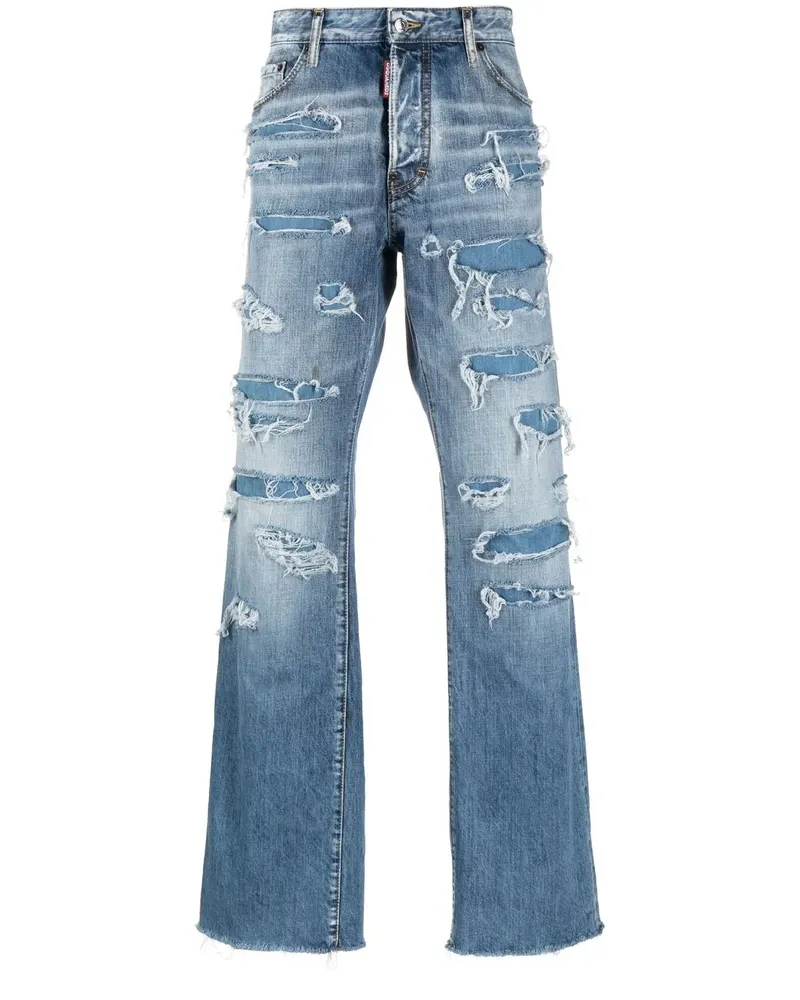 Dsquared2 Gerade Jeans im Distressed-Look - Blau Blau