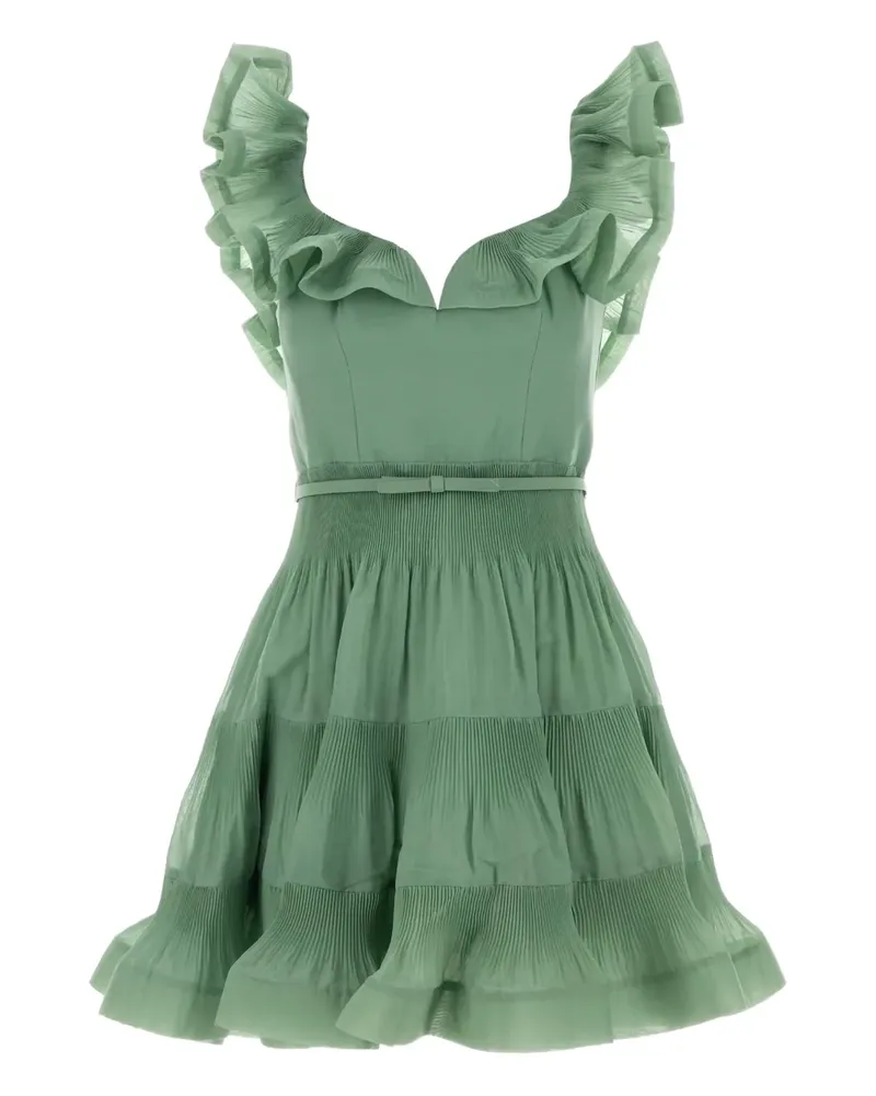Zimmermann Minikleid mit Rüschen - Grün Grün