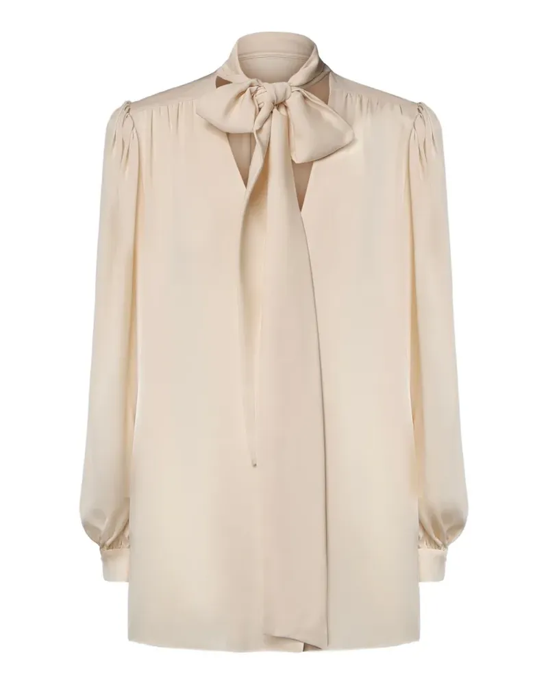 Valentino Garavani bow-detail silk shirt - Nude Nude