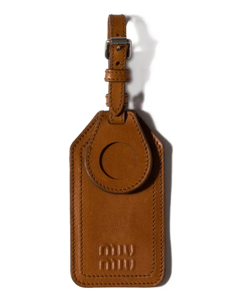 Miu Miu leather name tag charm - Braun Braun