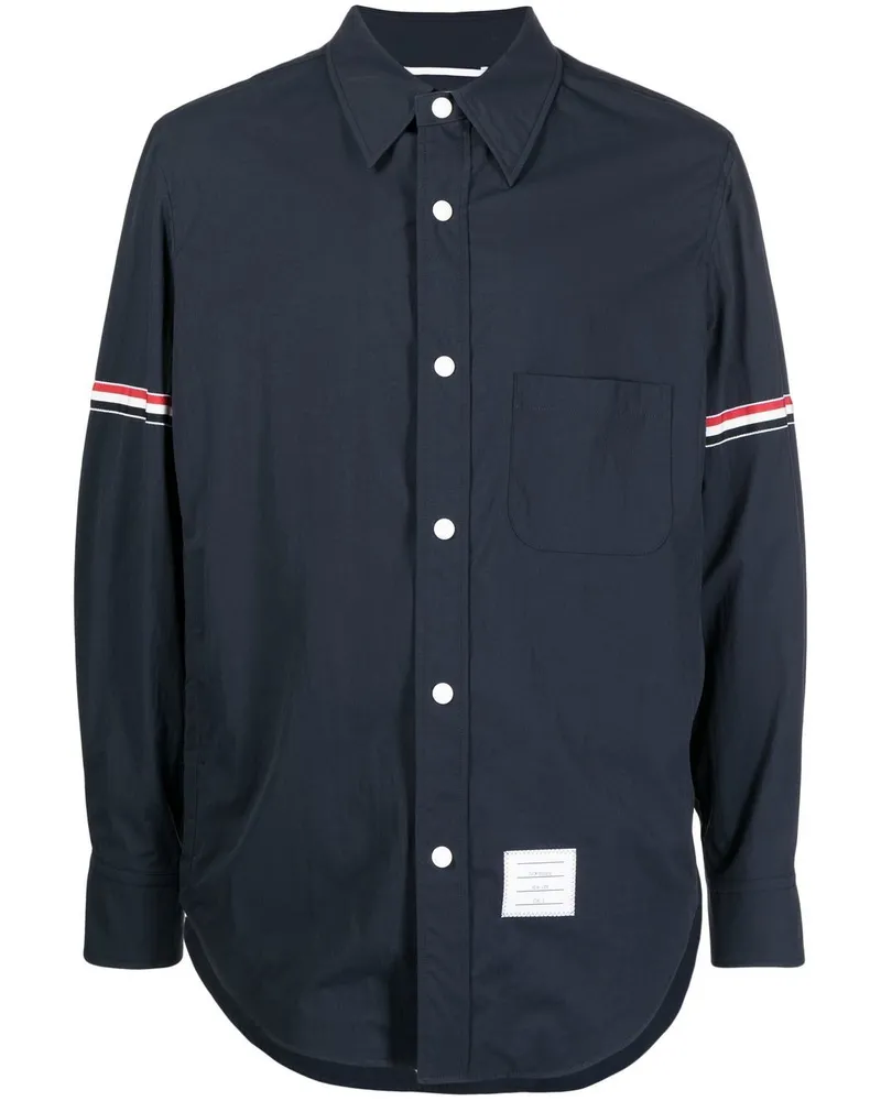 Thom Browne Hemdjacke mit RWB-Armbinden - Blau Blau