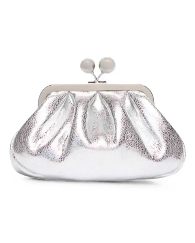 Max Mara extra-small Pasticcino craquelure-effect clutch bag - Silber Silber