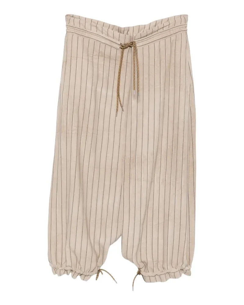 Emporio Armani vertical-stripe drawstring-fastening trousers - Nude Nude