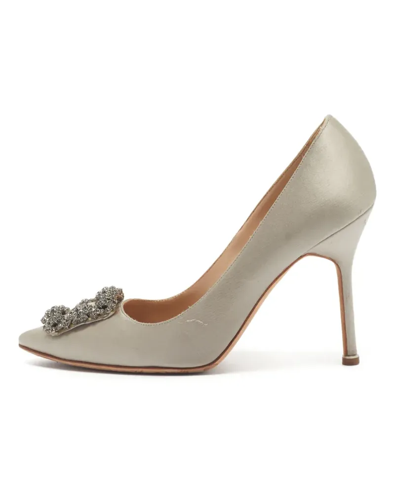 Manolo Blahnik Hangisi Größe 38,5 Pumps aus Satin - Nude Nude