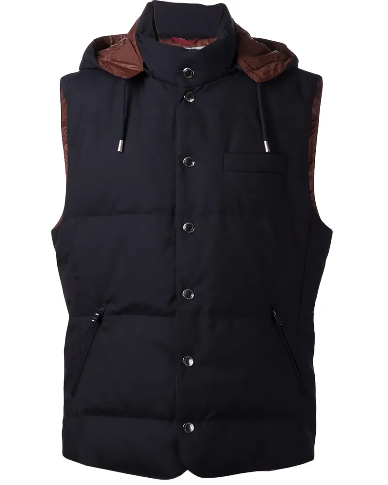 Brunello Cucinelli Steppweste mit Kapuze - Blau Blau