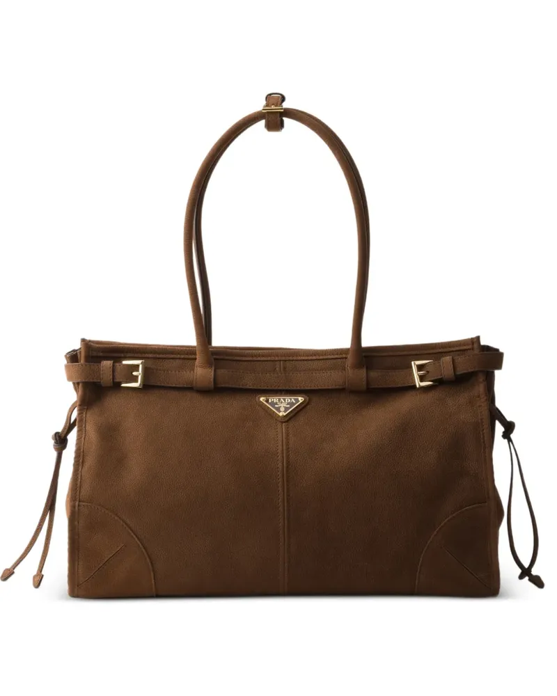 Prada Große Bonnie Handtasche aus Nubukleder - Braun Braun