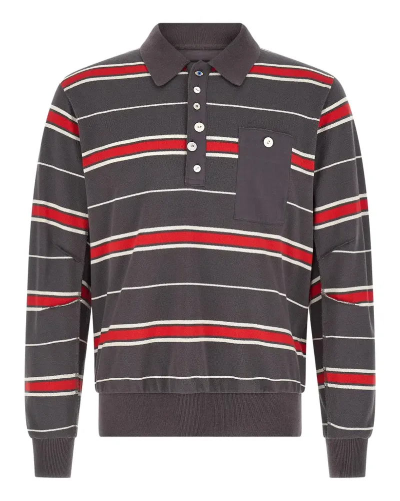 Undercover Gestreiftes Poloshirt - Grau Grau