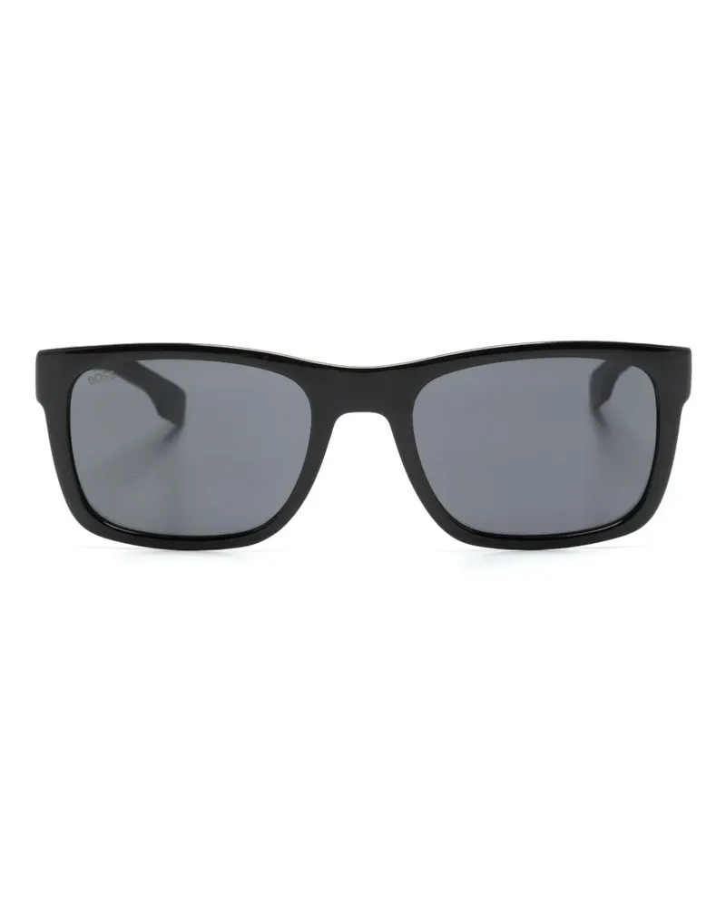 HUGO BOSS Eckige Sonnenbrille mit Logo-Prägung - Schwarz Schwarz