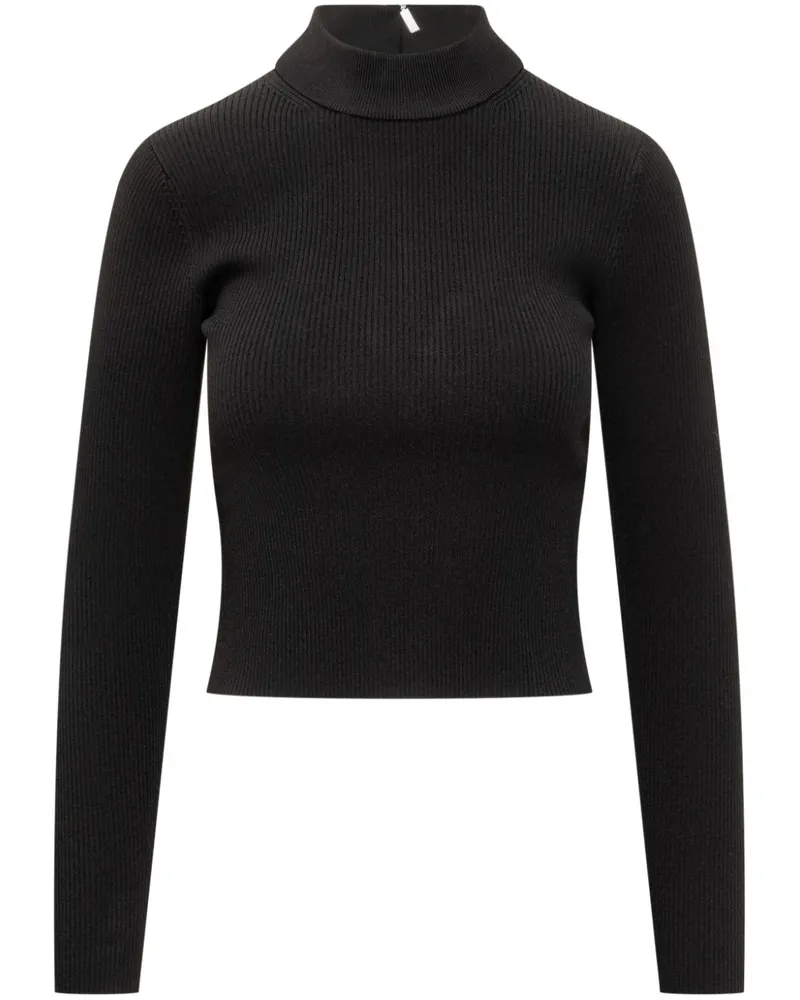 Michael Kors Gerippter Strickpullover mit Stehkragen - Schwarz Schwarz