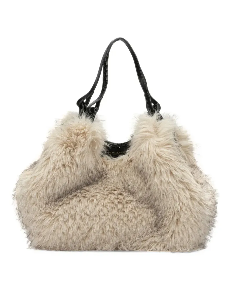 Gianni Chiarini Dua Schultertasche aus Faux Fur - Nude Nude