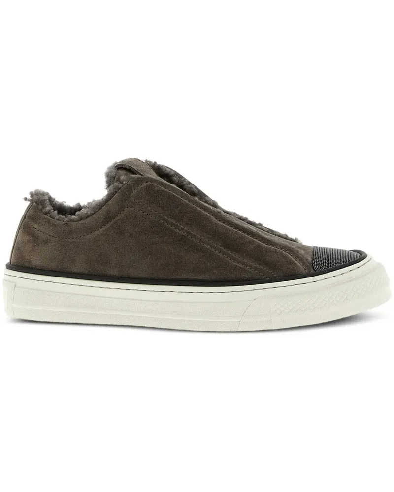 Brunello Cucinelli Sneakers mit Shearling-Besatz - Braun Braun