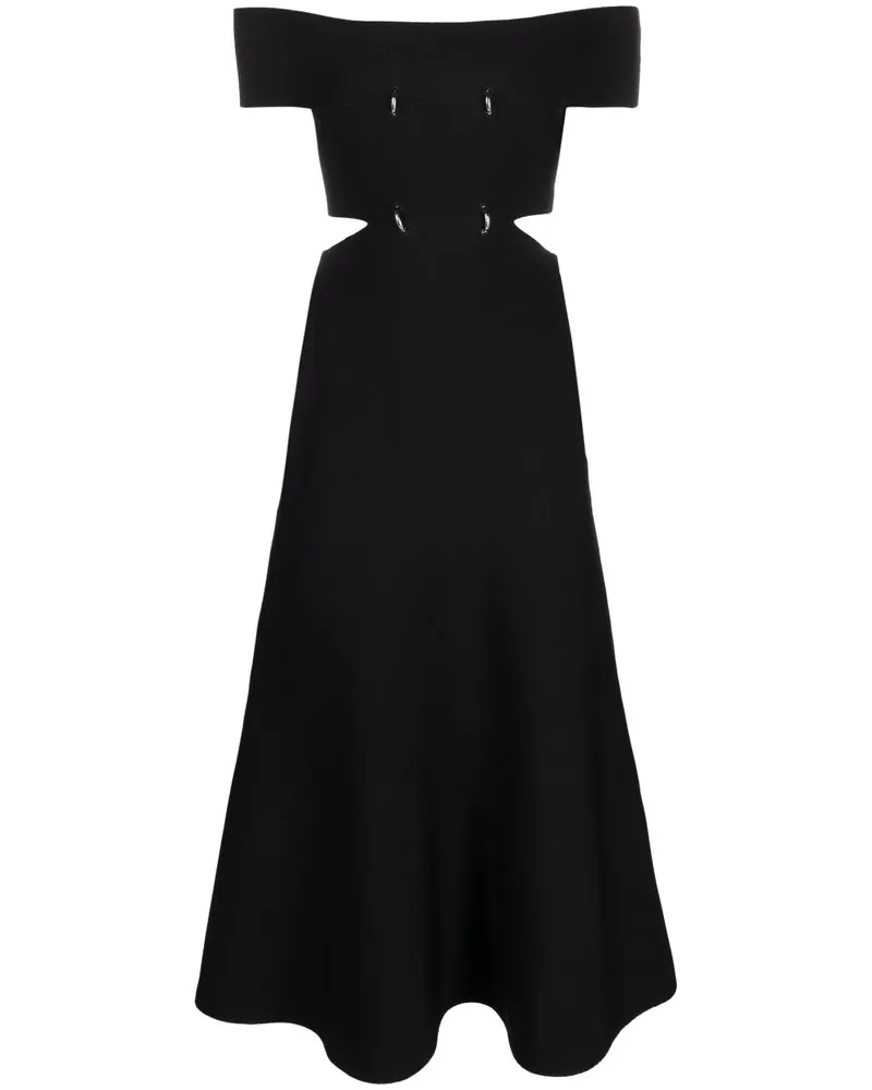Alexander McQueen Schulterfreies Midikleid - Schwarz Schwarz