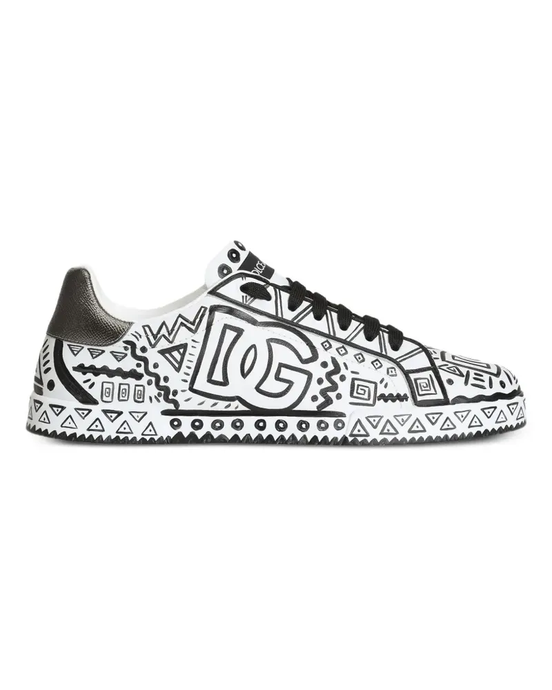 Dolce & Gabbana Portofino Sneakers aus Kalbsleder - Weiß Weiß