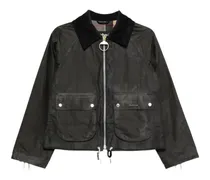 Gewachste Jacke mit Cordkragen - Grau