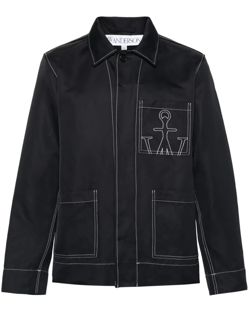 J.W.Anderson Hemdjacke mit JW Anchor-Stickerei - Schwarz Schwarz