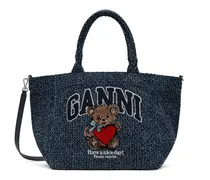 Kleine Tote Bag mit Teddy-Applikation - Blau
