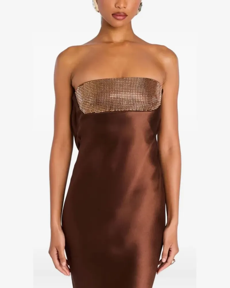 Retrofête Schulterfreies Graziella Maxikleid mit Pailletten - Braun Braun