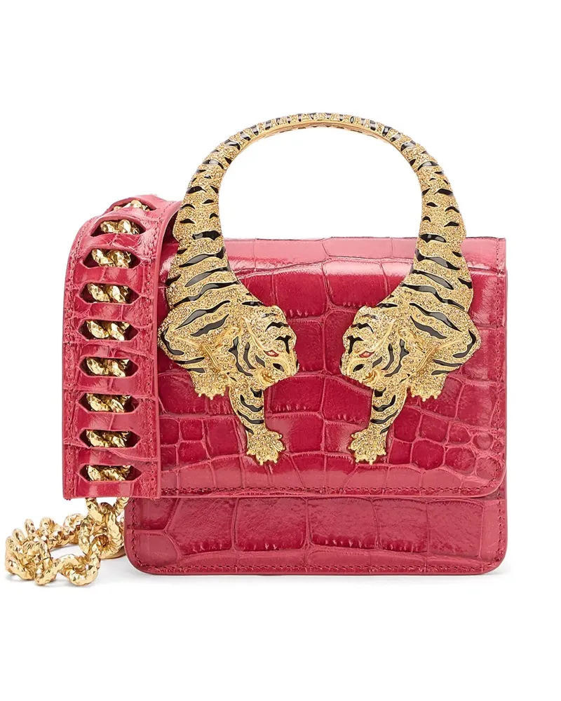 Roberto Cavalli Kleine Roar Mini-Tasche mit Tigerkette - Rosa Rosa