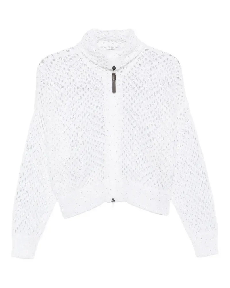 Brunello Cucinelli Cardigan mit Pailletten - Weiß Weiß